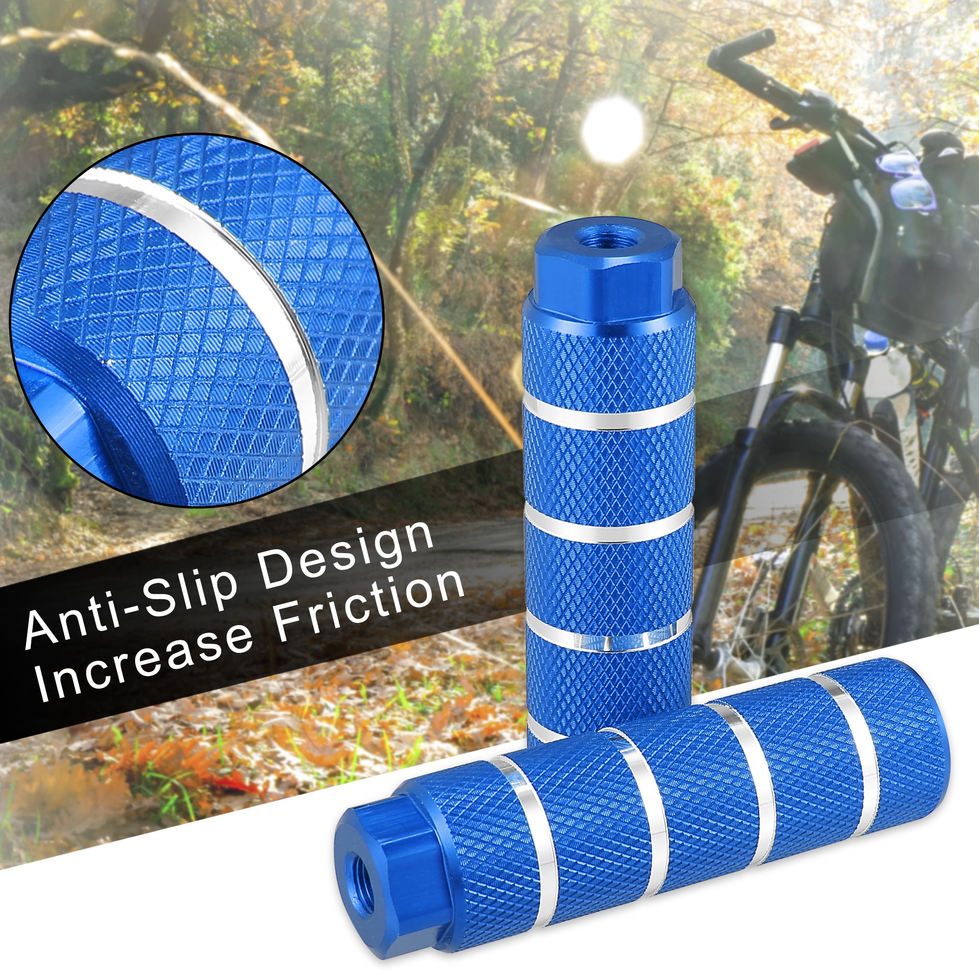 Unique Bargains Rear Foot Pegs for BMX MTB Bike Bicycle Fit 3/8 Inch Axles Blue