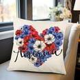 thumbnail image 3 of Patriotic Decor, Throw Pillow Covers 18x18 in 4th of July Linen Pillow Case, American Summer Outdoor Red White Blue Sofa Couch Bed Home Outdoor, 3 of 6