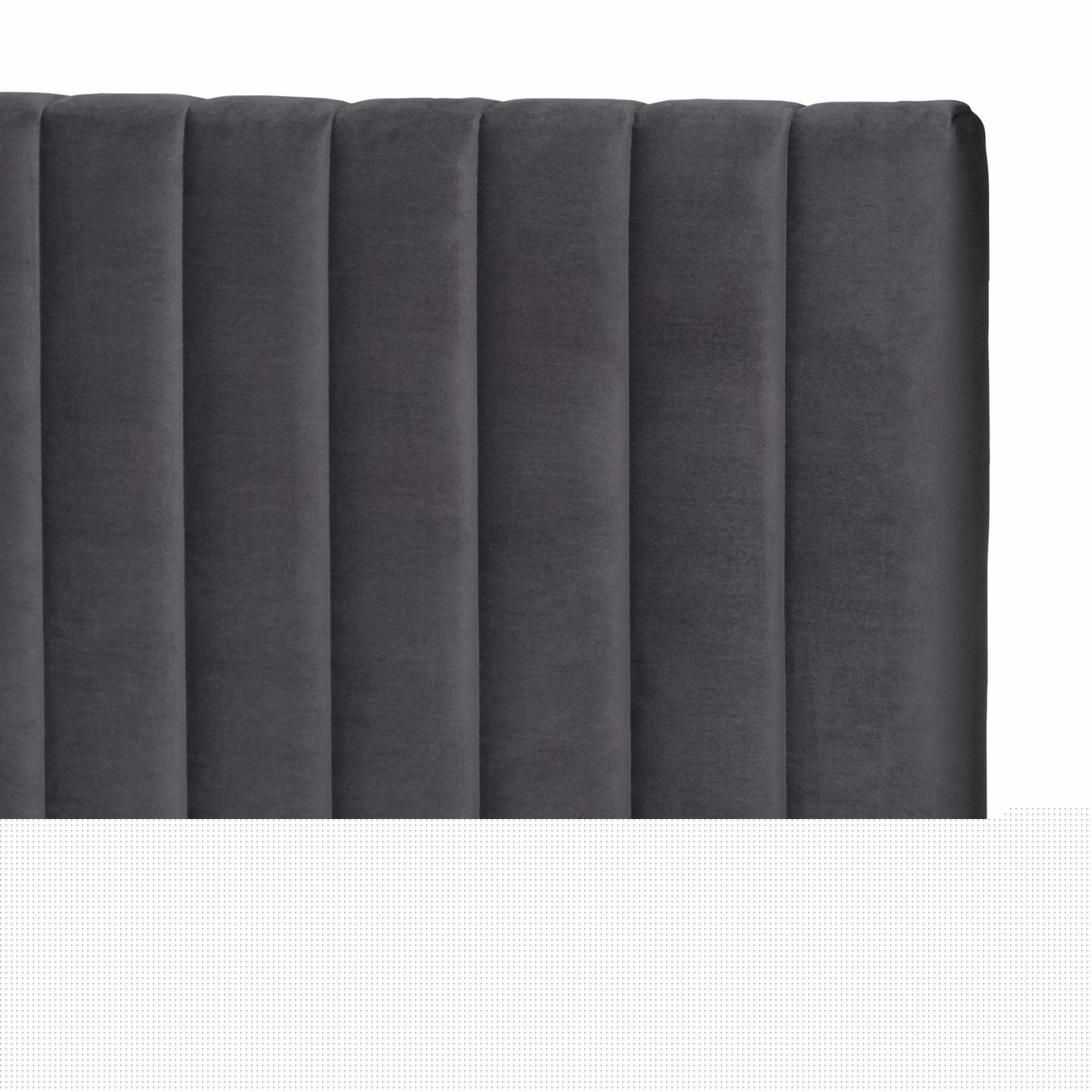 thumbnail image 6 of Baxton Studio Serrano Gray Velvet Fabric and Gold Metal King Size Platform Bed, 6 of 7