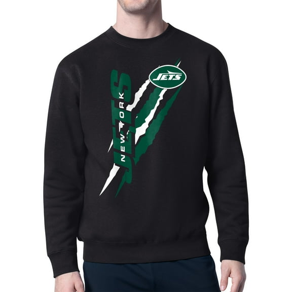 Men's Starter Black New York Jets Color Scratch Team Graphic Fleece Pullover Sweatshirt