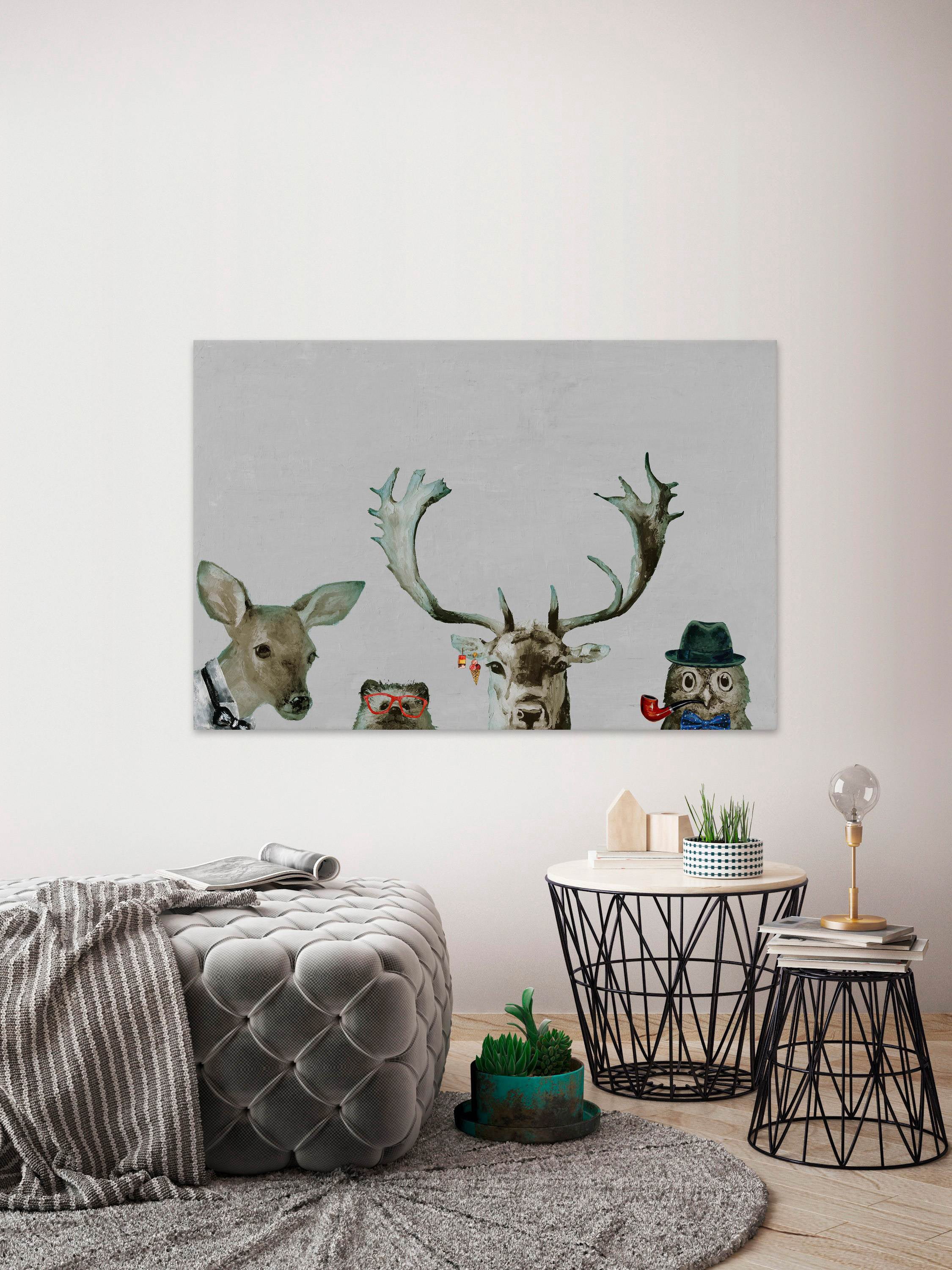 Too Cool for the Party in Gray Painting Print on Wrapped Canvas