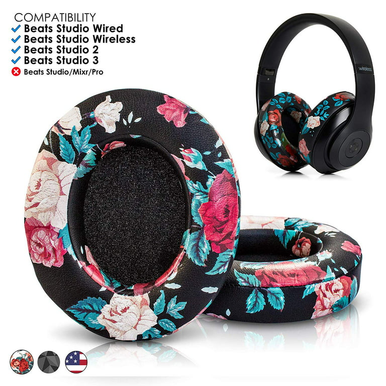 Ear Pads Cushion for Beats by Dr. Dre 2.0 3.0 Wired Wireless Headphone - Black, Printed Rose - Walmart.com
