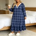 thumbnail image 7 of Stamzod Women's Nightgowns & Sleepshirts Long Sleeve Plus Size House Dress V Neck Lace Trim Bow Ruffle Night Dress XXXXL, 7 of 7