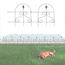 Glamos Wire 18 Inch S Swirl Round Top Finial Metal Garden Fence 2 Panels 16 Ft Coverage