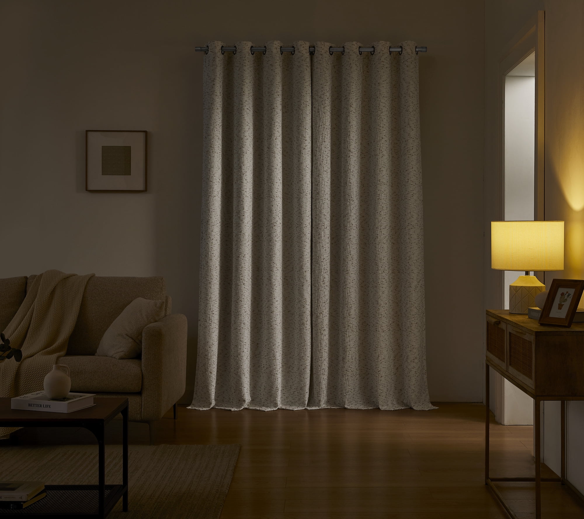 SAN MARCO SUNSHIELD ATELIER Blackout Curtains for Living Spaces, Single Curtain Grommet, 50” x 95”, Linen
