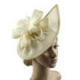 thumbnail image 4 of Sombrero de malla de 2 piezas para mujer cóctel fiesta de té Derby de Kentucky rosa beis, 4 of 8