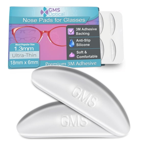 Adhesive Nose Pads 1.3mm Ultra-Thin 18mm, Clear, 5 Pairs, Silicone Nose Pads for Glasses