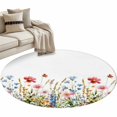 thumbnail image 2 of Area Rug 48in, Spring Colorful Flower Garden Leaves Floor Carpet Living Room Rug, Watercolor Botanical Non-Slip Welcome Mat Indoor Rugs for Bedroom Dining Room, 2 of 9