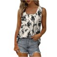 thumbnail image 5 of under $5 JINMGG Women's Fashion Prinded Square Neck Comfortable Loose T-Shirt Sleeveless Blouse Casual Tops Khaki XXL, 5 of 5