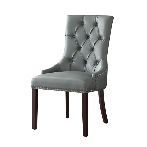 Inspired Home Leather Dining Chair Tufted Nailhead Trim (Set of