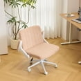 thumbnail image 3 of CZMJY Criss Cross Chair with Adjustable Flip-Up Arms,Cross Legged Chair with Wheels, Extra Wide Office Chair,Cozy Desk Chair for Home Office, Vanity, Apartment,Chenille Velvet,Orange, 3 of 11