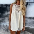 thumbnail image 4 of Linen Tank Top for Women Halter Neck Sleeveless Boho Loose Fit Hollow Out Crochet Lace Trim Breathable Lightweight Summer Casual Blouse Layered Look Tunic, 4 of 9