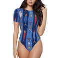 thumbnail image 1 of Kdxio Justaucorps à Manches Courtes Imprimé Poisson Mignon pour Femmes Col Rond Modal Doux Confortable Ajusté Aguichant Haut-Petit, 1 of 7