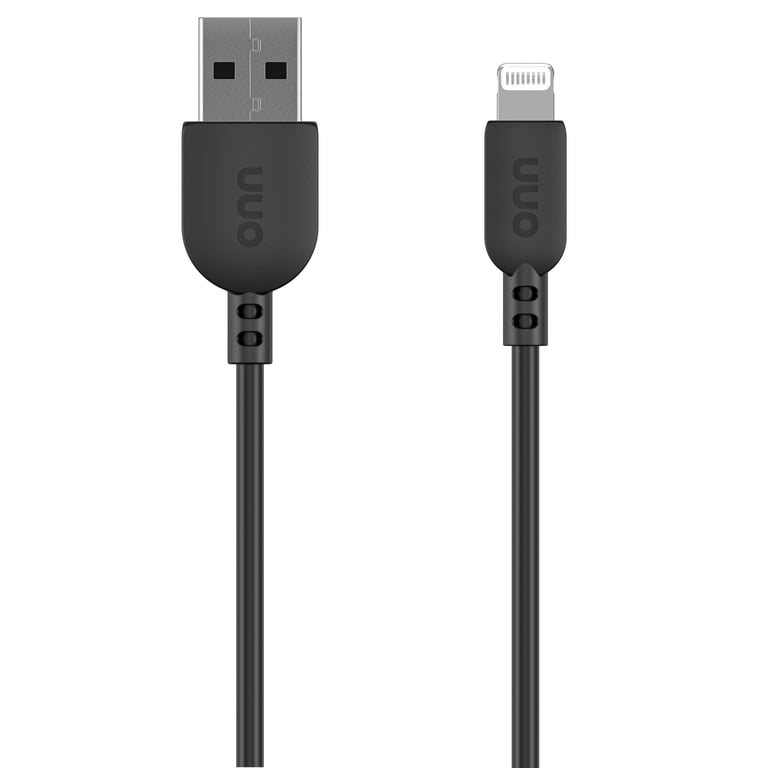 onn. 3 ft Lightning to USB Charging Cable, Black photo 1