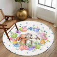 thumbnail image 2 of Round Rugs 8 Ft, Easter Cute Rabbits Non Slip Area Rugs for Kitchen Bedroom Entryway, Colorful Eggs Country Flowers Blue Pot Washable Carpet Runner Rug Floor Mats for Bedroom Home Decor, 2 of 8