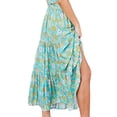 thumbnail image 6 of Qiylii Women Summer Boho Skirt,Elastic Waist Pleated A Line Flowy Layered Ruffle Swing Long Maxi Beach Skirt with Pockets, 6 of 7