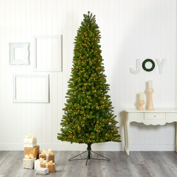 Nearly Natural 9' Green Slim Spruce Artificial Christmas Tree Prelit 750 LED Lights