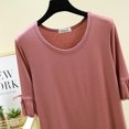 thumbnail image 4 of Ohufall Womens Modal Pj T-Shirts Solid Casual Ruffled Short Sleeve Crew Neck Pajama Tops Summer Soft Comfy Home Loungewear Sleepshirt Undershirt, 4 of 8