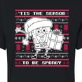 thumbnail image 3 of SpongeBob SquarePants - Spongebob Xmas Sweater - Juniors Cropped Cotton Blend T-Shirt, 3 of 6