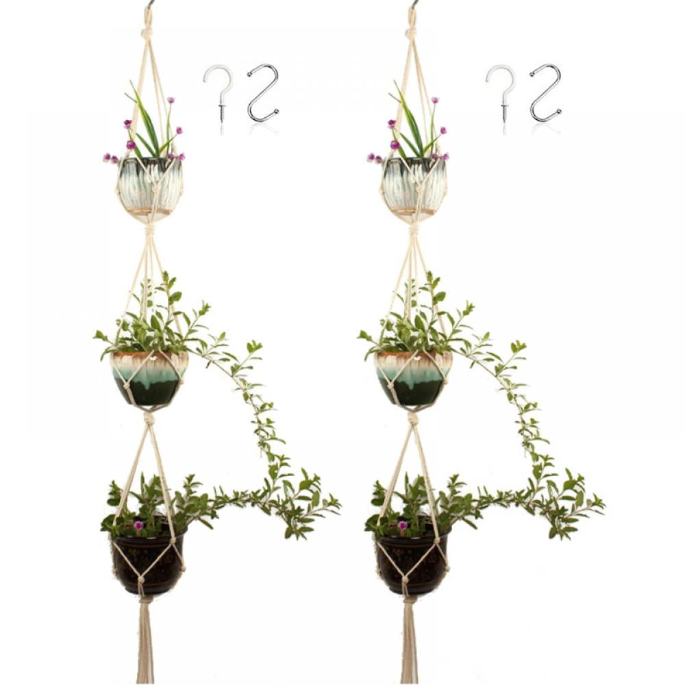 Plant Hanger Pot Holder Plastic Planters Hanging Basket With Nylon Rope 2Pcs 24 Plant Hanger Pot Holder Plastic Planters Hanging Basket With Nylon Rope 2Pcs 24