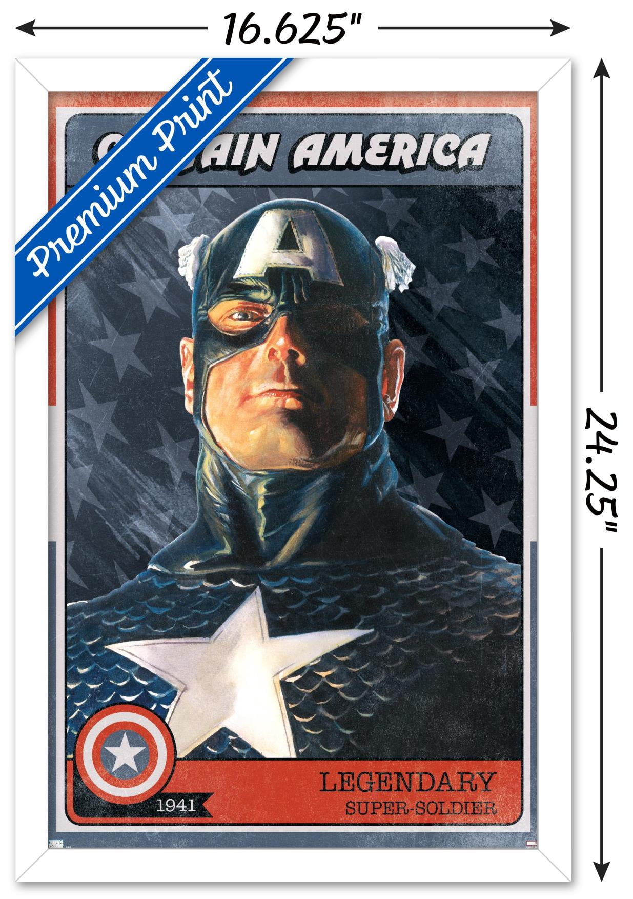 Marvel Comics - Captain America Card Wall Poster, 14.725" x 22.375", Framed