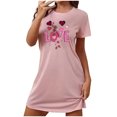 thumbnail image 2 of Tnhcen Robe de Nuit Imprimé Cœur Romantique pour Femmes Grande Taille Manches Courtes Col Rond Robe Courte Polyester Spandex Doux P-2TG pour Maison/détente, 2 of 3