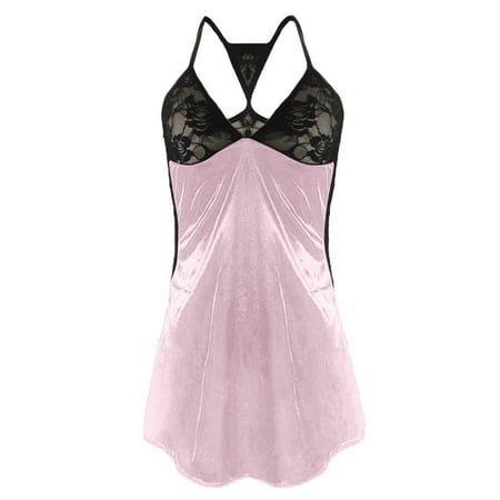 (2-Pack) Puawkoer Translucent Lingerie Ladies Sling Plus Size Lingerie for Women Chemise Sexy Backside Sexy Nightdress Pin Up Lingerie for Women Plus Size Lace Sexy Lin
