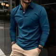 thumbnail image 2 of Enridrech Mens Collared Tee Shirt with Pockets Solid Color Button Casual Stylish Pullover Long Sleeve Top for Men, 2 of 6