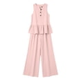 thumbnail image 5 of Women's Rayon Sleeveless V-Neck Top and Pants Set, Elastic Waist Loungewear Jogger Set, Soft Flowy Two Piece Summer Outfit, Casual Matching Lounge Sets for Women | CSEONE,Pink XL, 5 of 7
