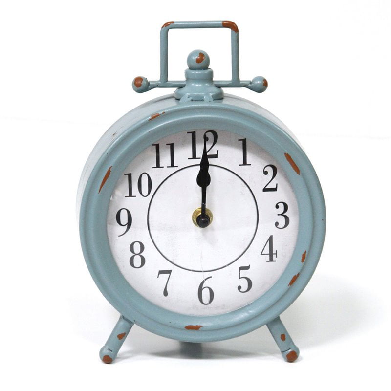 Better Homes & Gardens Vintage-Style Metal Table Clock Classic Double Bell Look 