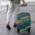 thumbnail image 3 of Teal Gold Wave Marble Pattern Luggage Cover Fashion Suitcase Cover Baggage Covers Fit 25-28 Inch Luggage (Go Travel), 3 of 5