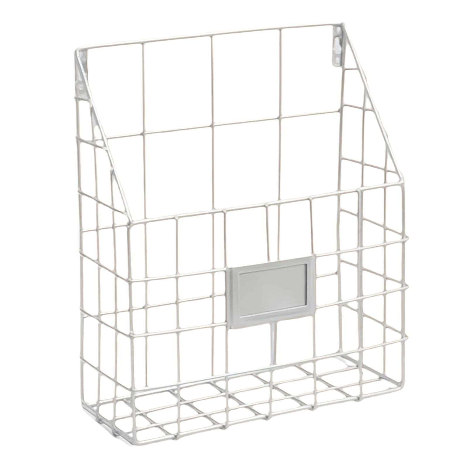 1Pc Storage Rack,Wall Rack Punch Free White,Wall Mounted Magazine Holder Wall File Organizer Mesh Hanging File Organizer Hanging Magazine Rack Metal Mail Organizer Storage Holder