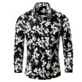 thumbnail image 3 of Aueoeo Men Floral Dress Shirts Long Sleeve Casual Button -Down Flower Printed Cotton Shirts (Available In Big Size) Multicolor 3X-L, 3 of 5