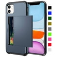thumbnail image 4 of Card Holder iPhone 11 Case (Black) Dual Layer Shockproof Wallet with Heavy Duty Protection, 4 of 5