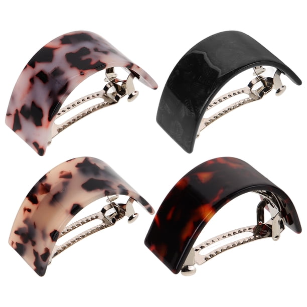BRIGHTFUFU 4Pcs Clips de primavera elegantes para el cabello Pinzas para el cabello de moda Clips de semicírculo Soporte para cola de caballo Mixto