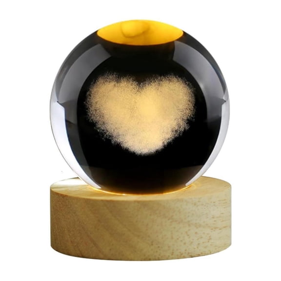 Heart Engraveds Crystal Ball Lamp Decors night lights For Study Room Atmospheres