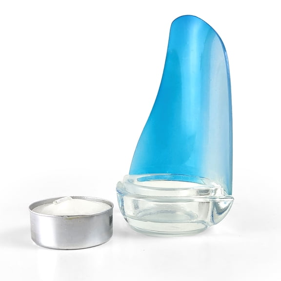 blue glass sailboat tea light holders