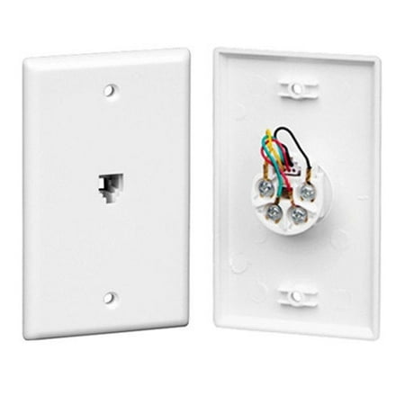 Rj11 Phone Wall Plate - Vericom XFPOP-00465 Telephone RJ-11 / RJ-14 Single Gang Wall Plate - White