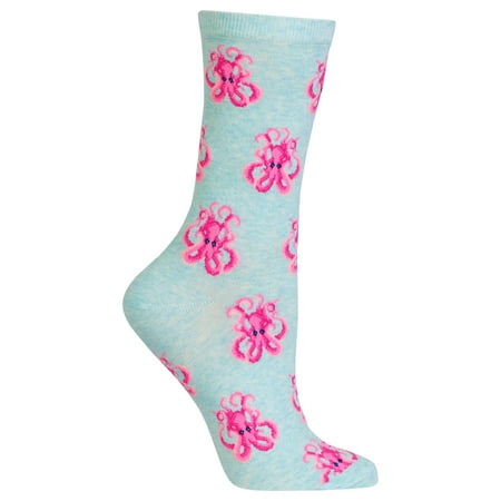 Hot Sox Womens Octopus Crew Socks, Womens Shoe Size 4-10.5, Mint Melange