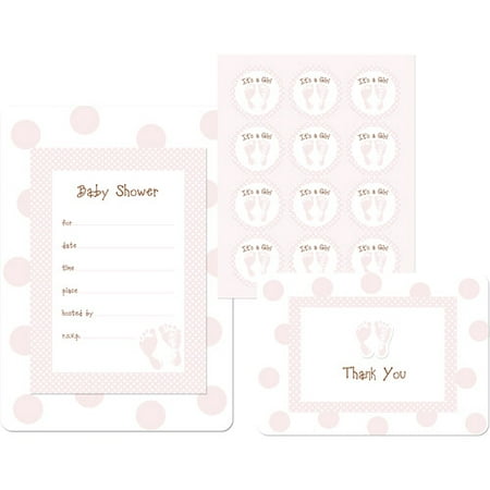 Little Girl Feet Baby Shower Invitation and Favor Box Kit