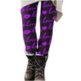 thumbnail image 6 of Feancey On Sale Leggings for Women Butt Lift Heart Print Yoga Tights Valentines Day Stretchy High Waisted Tummy Control Skinny Pants Soft Cute Workout Leggings Purple XXL, 6 of 8