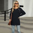 thumbnail image 2 of SWSMCLT Women's Soft Pullover Sweater Long Sleeve Work Boat Neck Tunic Top Button Split Crewneck Knit Fall Fashion Black Medium, 2 of 5