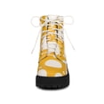 thumbnail image 6 of BLISSFUL STEP Women's Platform Lace Up Polka Dots Printing Combat Boots Yellow White 7, 6 of 6