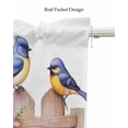 thumbnail image 5 of Garden Flower Bird Linen Curtain Valance for Bedroom/Bathroom/Kitchen/Office/Living/Dining Room Windows,Colorful Floral Watercolor Simple White Pocket Topper Drapes Decorative Cafe Drapery 54x18, 5 of 6
