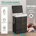 thumbnail image 4 of 110L Laundry Hamper Basket with Lid Clothes Hamper with 2 Removable Liner Bags & 6 Mesh Bags Wicker Laundry Basket for Laundry Room Gray, 4 of 9