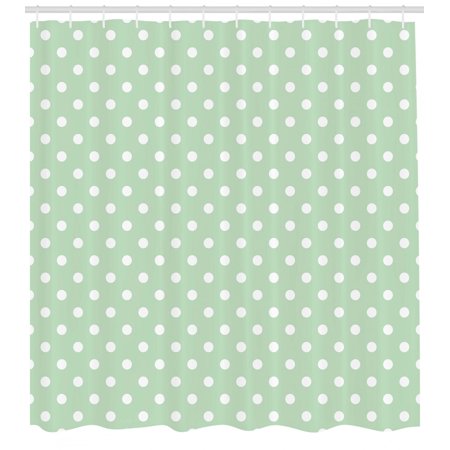 Mint Shower Curtain Classical Old Fashioned Polka Dots Pattern On
