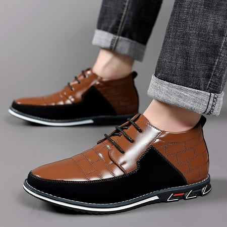 

Yolai Fashion Style Men S Breathable Comfortable Business Lace Up Work Leisure Hit Color Leather Shoes