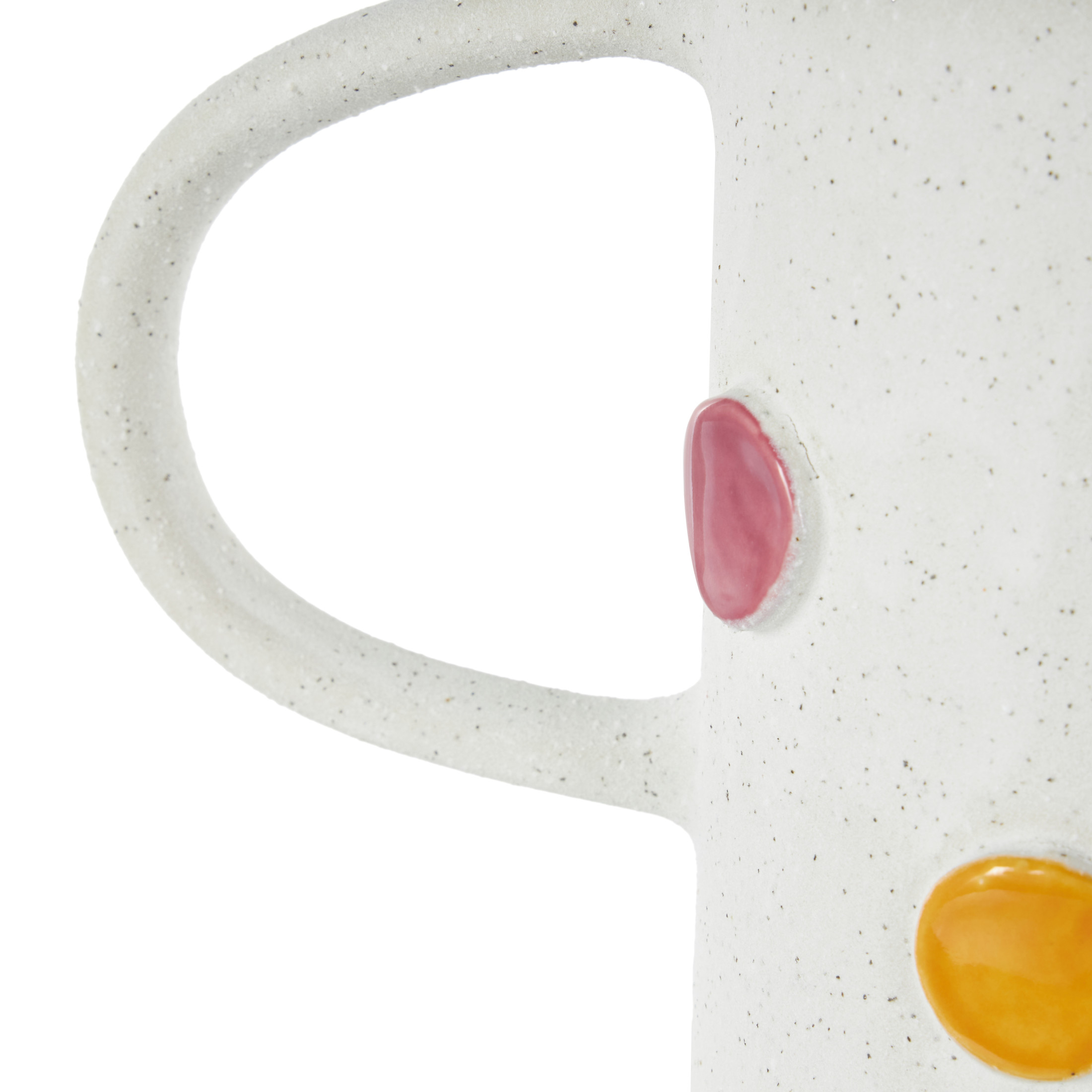 DecMode 16" Slim Cone White Ceramic Vase with Multicolor Spots and Handles