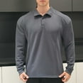 thumbnail image 5 of BangWanChi Men's Casual Solid Color Flap Button Shirts Long Sleeve Pullovers Lapel Top, 5 of 6