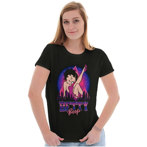 Betty Boop Cartoon Space City Girl Women's T Shirt Ladies Tee Brisco Brands S